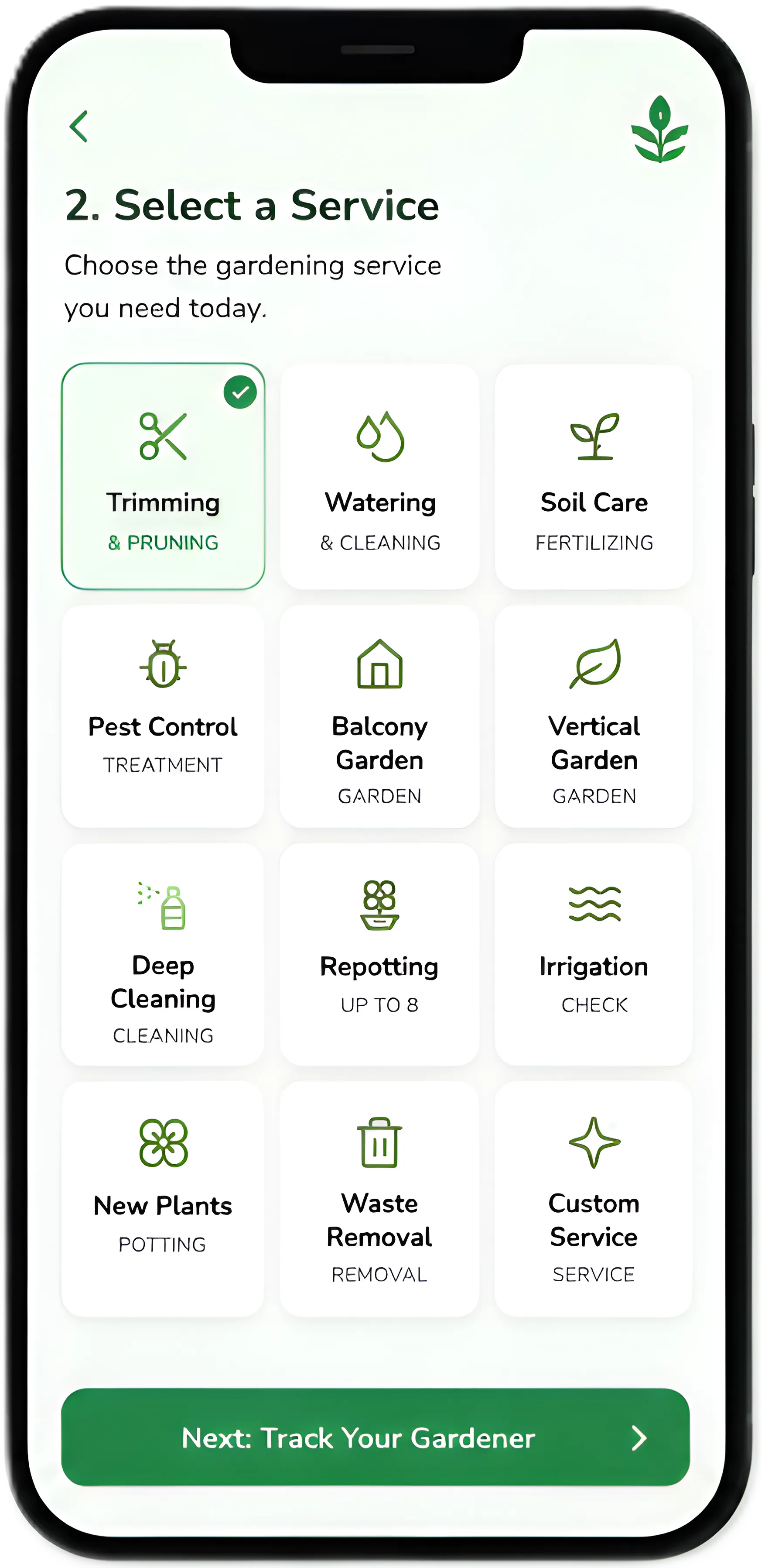Choose Date & Time screen in the ProGarden app